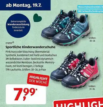 Aldi Süd Crane Sportliche Kinderwanderschuhe Angebot