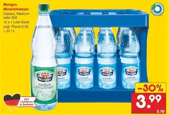 Netto Getränke Discount Margon Mineralwasser 12x1 Liter Kiste Angebot