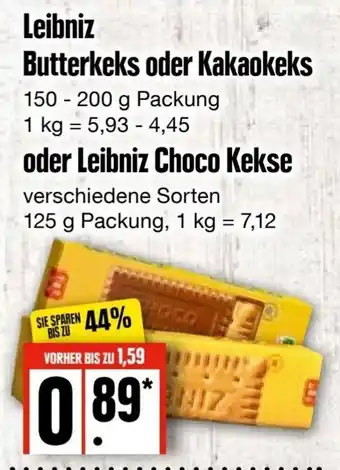 Edeka Frischemarkt Leibniz Butterkeks oder Kakaokeks 150-200 g oder Leibniz Choco Kekse 125 g Packung Angebot