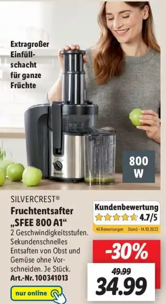 Lidl Silvercrest Fruchtentsafter SFEE 800 A1 Angebot