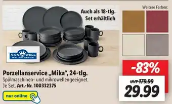 Lidl Van Well Porzellanservice ,,Mika" 24-tlg. Angebot