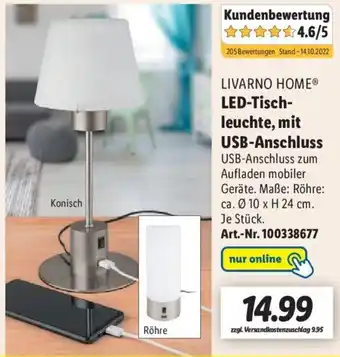 Lidl Livarno Home LED Tischleuchte mit USB Anschluss Angebot