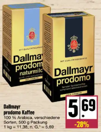 nah & gut Dallmayr Prodomo Kaffee 500 g Packung Angebot