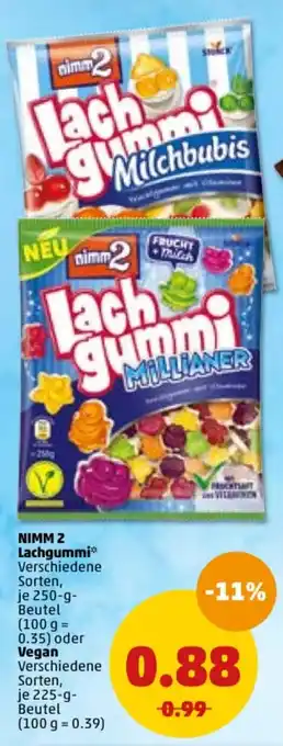 PENNY Nimm 2 Lachgummi 250g Beutel oder Vegan 225g Beutel Angebot