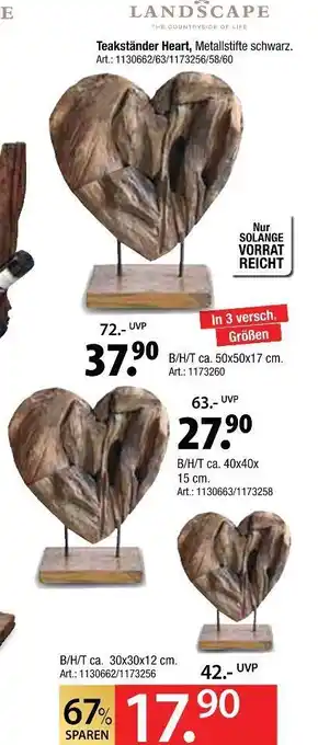 Zurbrüggen Landscape teakständer heart Angebot