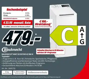 MediaMarkt Bauknecht WMT Ecostar 6Z BW N Toplader Angebot