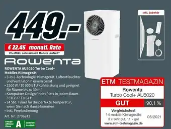 MediaMarkt Rowenta AU5020 Turbo Cool+Mobiles Klimagerät Angebot