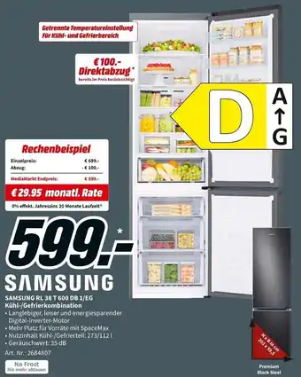 MediaMarkt Samsung RL 38 T 600 DB 1/EG Kühl/Gefrierkombination Angebot