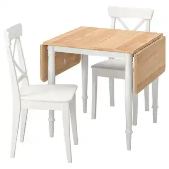 IKEA Danderyd / ingolf tisch und 2 stühle eichenfurnier weiß/weiß Angebot