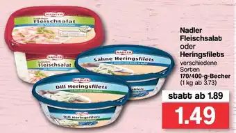 Famila Nord West Nadler Fleischsalat oder Heringsfilets 170/400g Becher Angebot