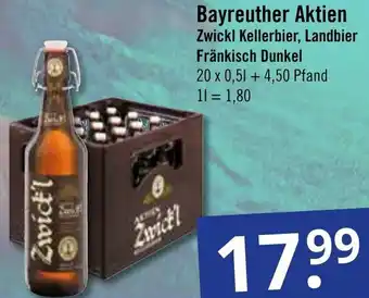 GetränkePartner Bayreuther Aktien Zwickl Kellerbier, Landbier Fränkisch Dunkel 20x0,5 L Angebot