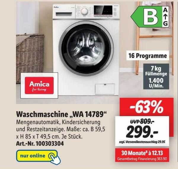Amica waschmaschine wa 14789 Angebot bei Lidl