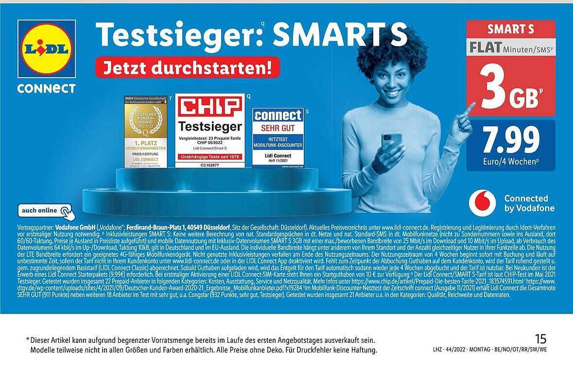 Lidl connect smart s flat by vodafone Angebot bei Lidl