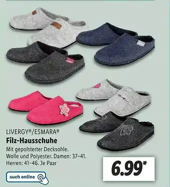 Lidl Livergy esmara filz-hausschuhe Angebot