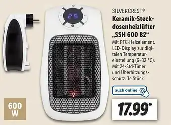 Lidl Silvercrest keramik-steckdosenheizlüfter ssh600b2 Angebot