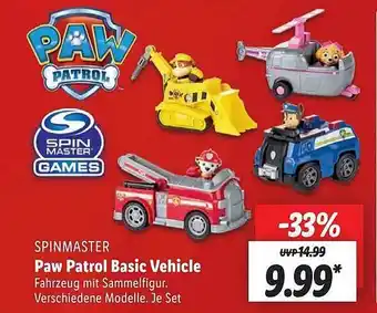 Lidl Spinmaster paw patrol basic vehicle Angebot