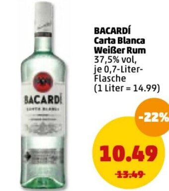 PENNY Bacardí Carta Blanca Weißer Rum 0,7L Angebot