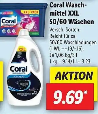 Lidl Coral waschmittel xxl 50-60 wäschen Angebot