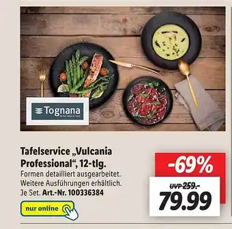 Lidl Tognana tafelservice „vulcania professional“ 12tlg Angebot