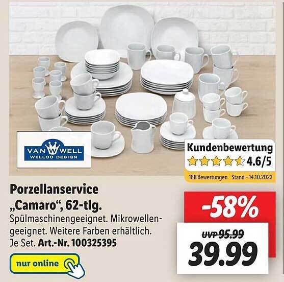 Wunderschne Vanwell Porzellanservice Camaro 62tlg Bilder