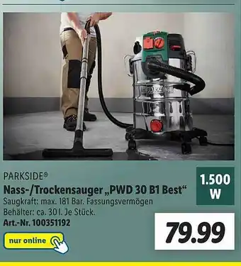 Lidl Parkside nass- trockensauger pwd 30 b1 best Angebot