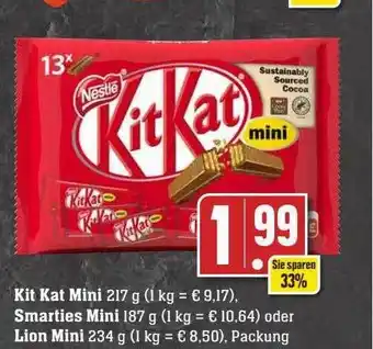 Scheck-in-Center Kit kat mini, smarties mini oder lion mini Angebot