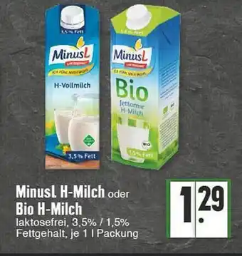 Edeka Minusl h-milch oder bio h-milch Angebot