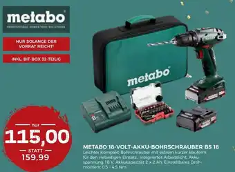 BBM Baumarkt Metabo 18 Volt Akku Bohrschrauber BS 18 Angebot