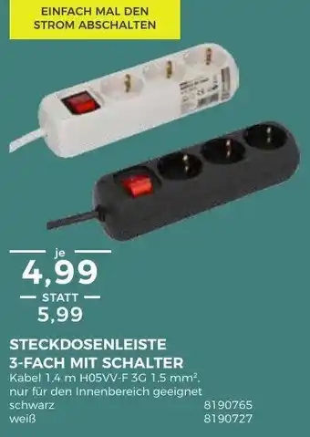 BBM Baumarkt Steckdosenleiste 3-fach mit Schalter Angebot