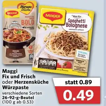 Combi Maggi Fix und Frisch oder Herzensküche Würzpaste 26-92g Beutel Angebot