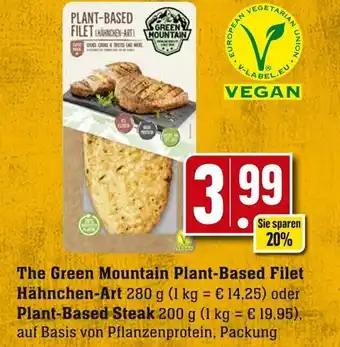 Edeka Neukauf The Green Mountain Plant-Based Filet Hähnchen-Art 280 g oder Plant-Based Steak 200 g Angebot