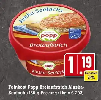 Edeka Neukauf Feinkost Popp Brotaufstrich Alaska-Seelachs 150 g Packung Angebot