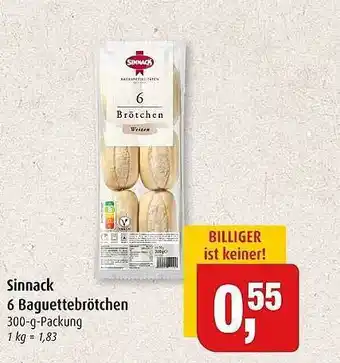 Markant Sinnack 6 baguettebrötchen Angebot