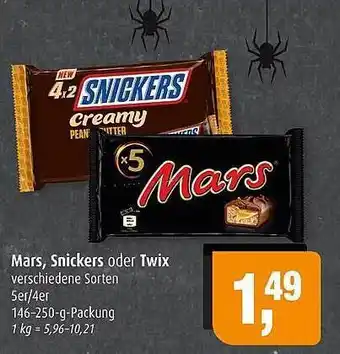 Markant Mars, snickers oder twix Angebot