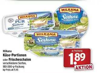 Wasgau Milkana käse-portionen oder frischeschalen Angebot