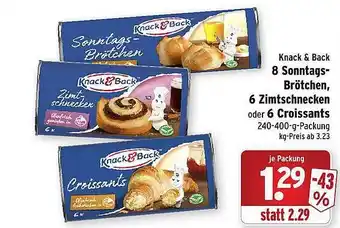 Wasgau Knack & back 8 sonntags-brötchen, 6 zimtschnecken oder 6 croissants Angebot