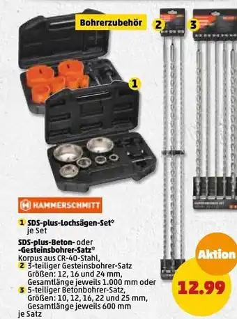 PENNY Hammerschmitt sds-plus-lochsägen-set oder sds-plus-beton- oder -gesteinsbohrer-satz Angebot