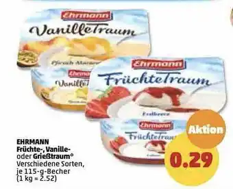 PENNY Ehrmann früchte-, vanille- oder grießtraum Angebot