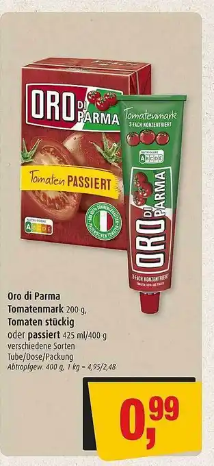 Markant Markt Oro di parma tomatenmark tomaten stückig pder passiert Angebot