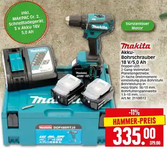 Herkules Baumarkt Makita Akku Bohrschrauber 18 V/5,0 Ah Angebot