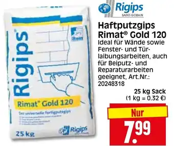 Herkules Baumarkt Rigips Haftputzgips Rimat Gold 120, 25 kg Sack Angebot