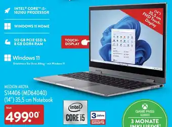 Aldi Nord Medion Akoya S14406 (MD64040) (14") 35,5 cm Notebook Angebot