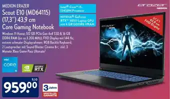 Aldi Nord Medion Erazer Scout E10 (MD64115) (17,3") 43,9 cm Core Gaming Notebook Angebot