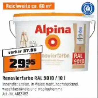 OBI Alpina Renovierfarbe RAL 9010/10 L Angebot