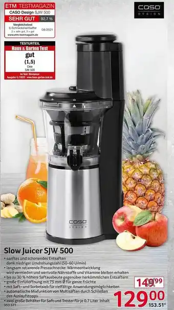 Selgros Caso slow juicer sjw 500 Angebot