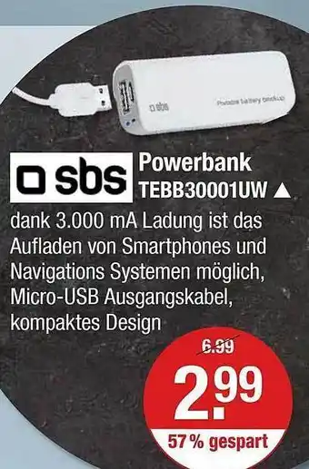 V Markt O sbs powerbank tebb30001uw Angebot