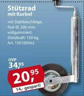 Sonderpreis Baumarkt Stützrad mit kurbel Angebot