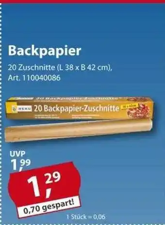 Sonderpreis Baumarkt Backpapier Angebot