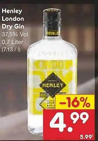 Netto Marken-Discount Henley london dry gin Angebot