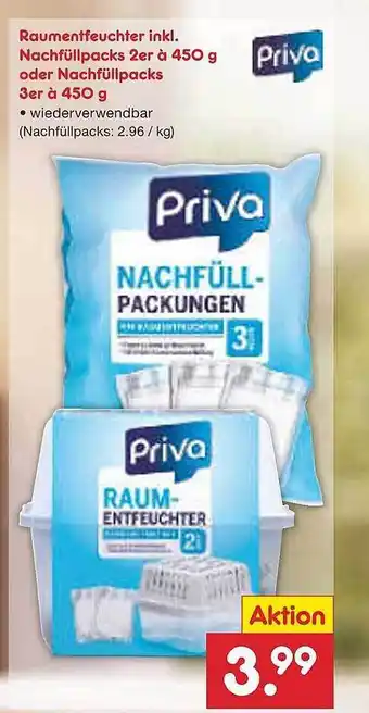 Netto Marken-Discount Raumentfeuchter inkl. nachfüllpacks 2er à oder 3er priva Angebot